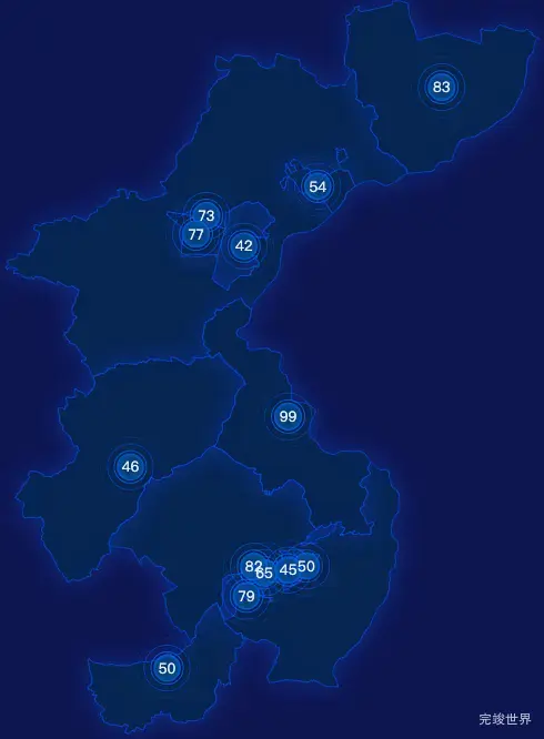 echarts赤峰市元宝山区geoJson地图圆形波纹状气泡图